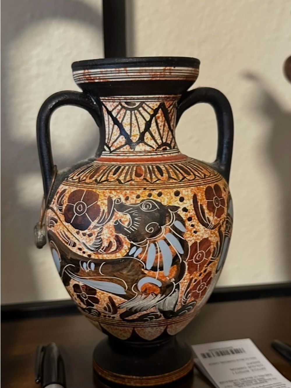 Greek Amphora Vase 36cm Approx Corinthian Art Pottery
